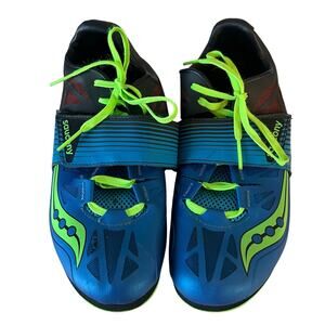 Saucony Soarin Je Track and Field Jumping Spikes in Blue and Slime Green Size 8